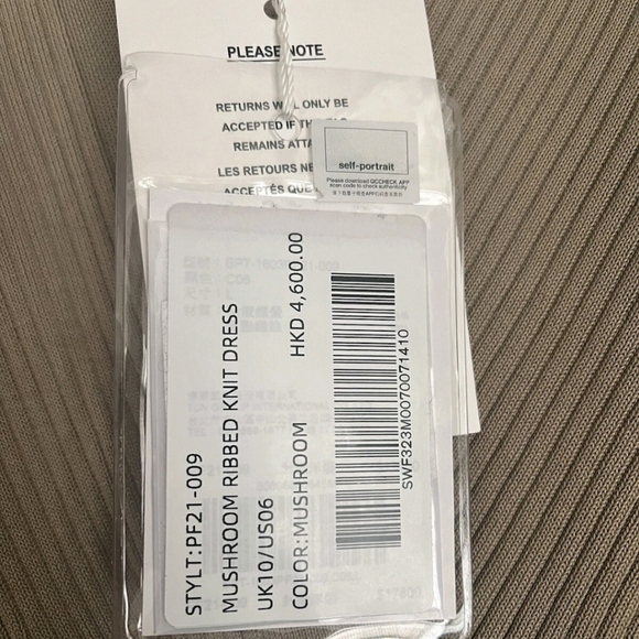 NWT Sz L Self-Portrait Elegant Tan Long Sleeves, Ribbed Knit Midi Dress - Picture 6 of 16